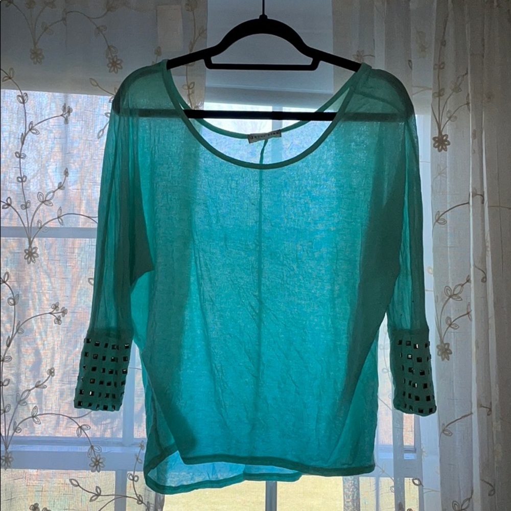 Long Sleeve Studded Turquoise shirt